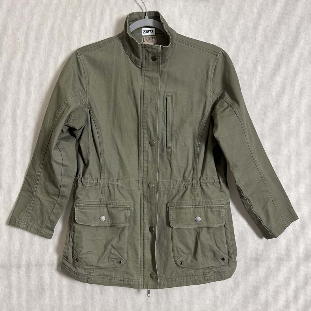 Duluth Trading Co Women's Small Green Cotton Canvas Full Zip Snap Chore Jacket